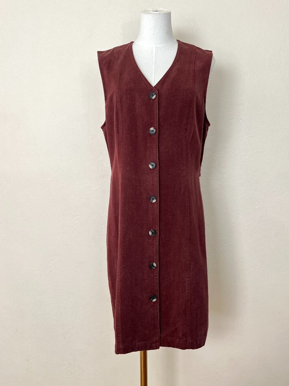 VTG 90s Carol Anderson Maroon Sleeveless Button Up Whimsigoth Jumper Dress Sz 10